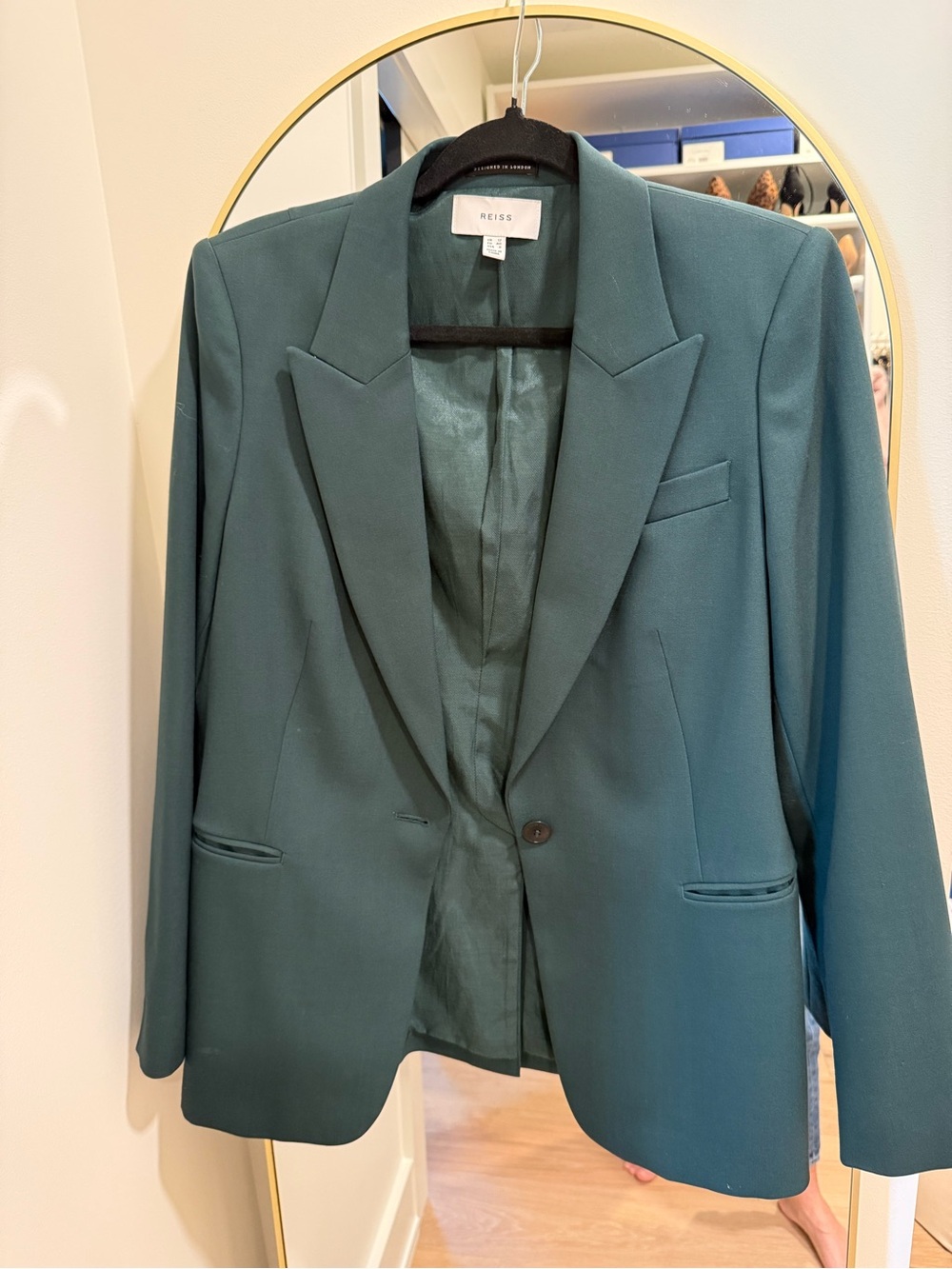 Reiss Deep Green Single-Button Tailored Blazer